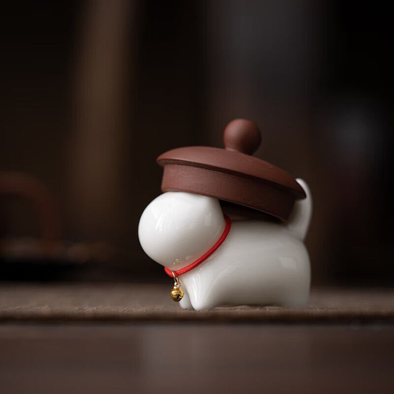 0 | 羊脂玉瓷茶具配件茶宠致白小猫咪茶宠创意家用客厅茶道装饰配件