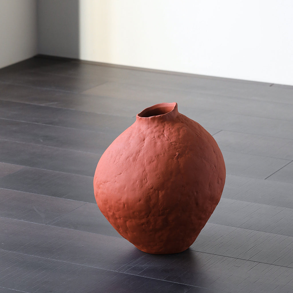 0 | 景德镇陶瓷花瓶摆件新年玄关红色陶罐侘寂风客厅复古插花装饰摆件