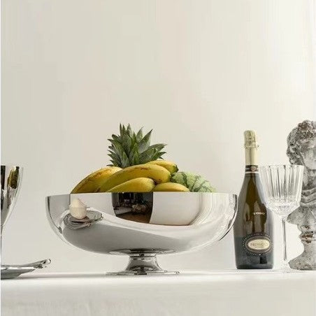 0 | 欧式不锈钢大号水果盘轻奢零食盘收纳盘样板房装饰摆件乔迁礼品