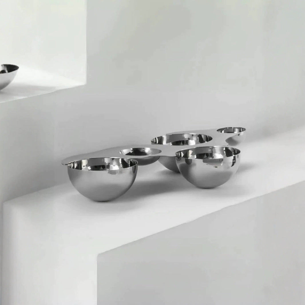 0 | 坐客巴西进口创意小食盘轻奢不锈钢点心盘客厅家居设计款果盘摆件