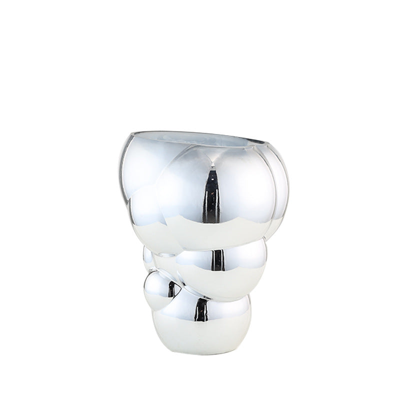 0 | Best west 电镀银色仿肥皂泡玻璃花瓶摆件 ins家居轻奢装饰品花器