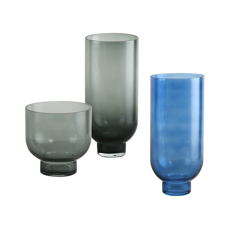 0 | Best west 简约透明直筒高脚玻璃花瓶摆件 ins风家居软装饰品花器