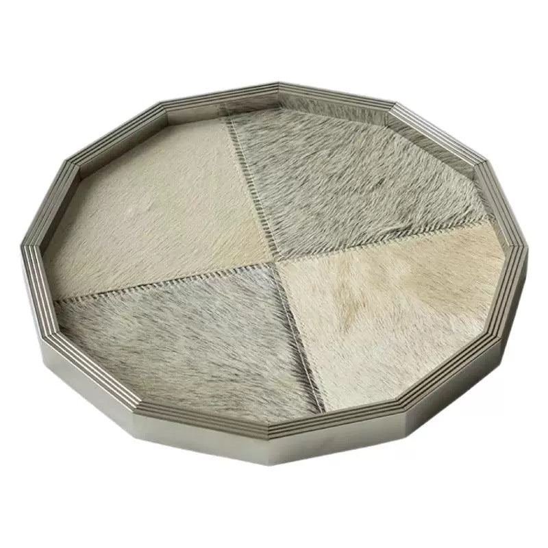 0 | 高档几何香薰托盘样板房衣帽间客厅茶几收纳盘轻奢马毛装饰品摆件