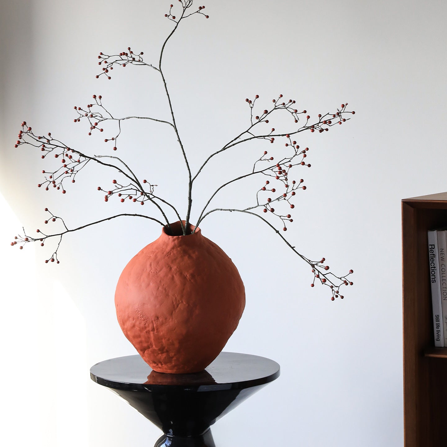 0 | 景德镇陶瓷花瓶摆件新年玄关红色陶罐侘寂风客厅复古插花装饰摆件