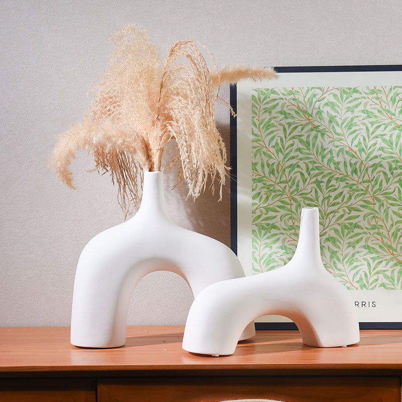 0 | 陶瓷花瓶侘寂风家居装饰饰品ins高级感插花花器中古风摆件摆设品