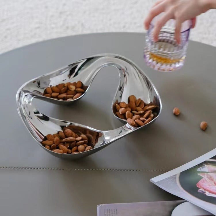 0 | KOMFORTECH不锈钢银蛋系列“水纹”坚果盘零食盘餐桌摆件商务送礼