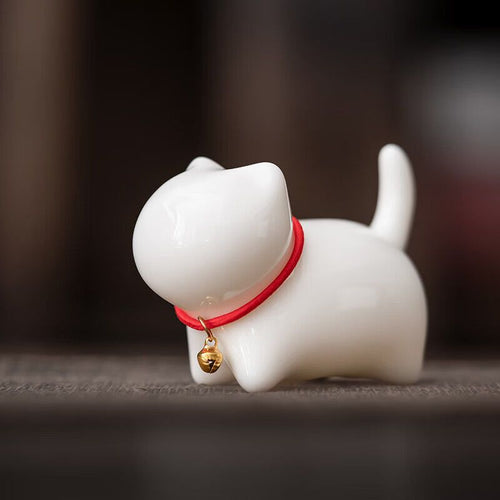 0 | 羊脂玉瓷茶具配件茶宠致白小猫咪茶宠创意家用客厅茶道装饰配件