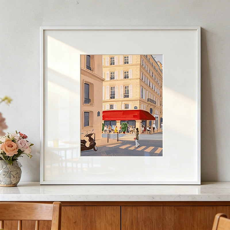 0 | 墨境花语 法式奶油风客厅装饰画抽象人物风景矮柜摆画城市建筑画