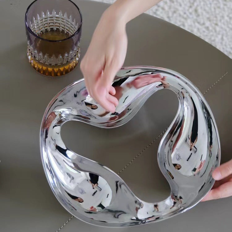 0 | KOMFORTECH不锈钢银蛋系列“水纹”坚果盘零食盘餐桌摆件商务送礼