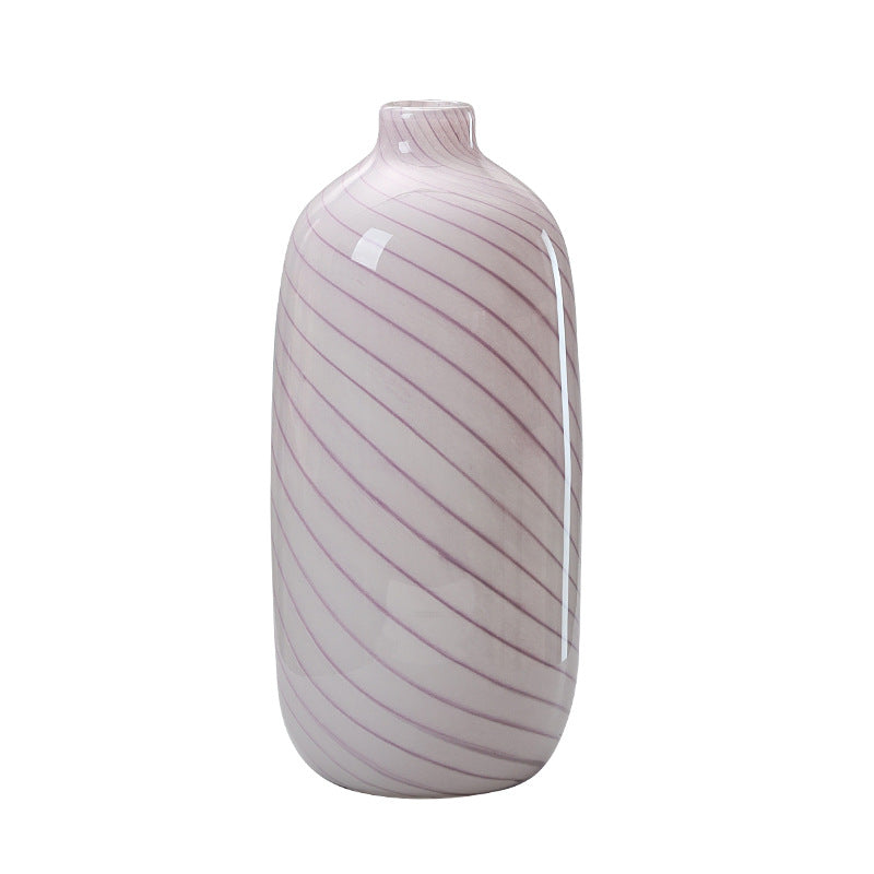 0 | Best west 粉色小口条纹葫芦水培玻璃花瓶摆件家居软装装饰品花器