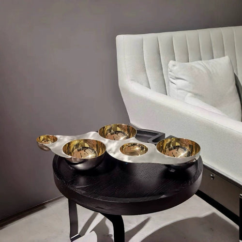 0 | 坐客巴西进口创意小食盘轻奢不锈钢点心盘客厅家居设计款果盘摆件