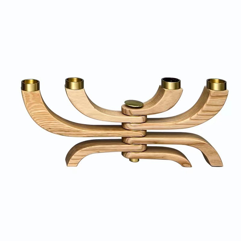 0 | 金属实木烛台蜡烛售楼处餐桌装饰摆件酒店会所民宿木艺木制现代风