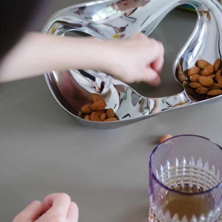 0 | KOMFORTECH不锈钢银蛋系列“水纹”坚果盘零食盘餐桌摆件商务送礼