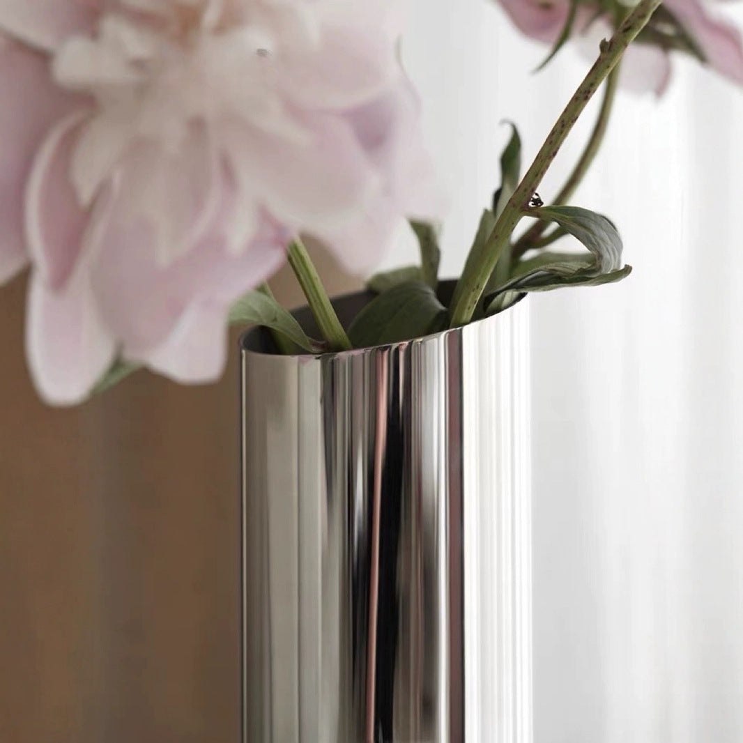 0 | KO北欧风插花瓶不锈钢花器鲜花瓶干花诧寂风客厅餐桌摆件乔迁礼物