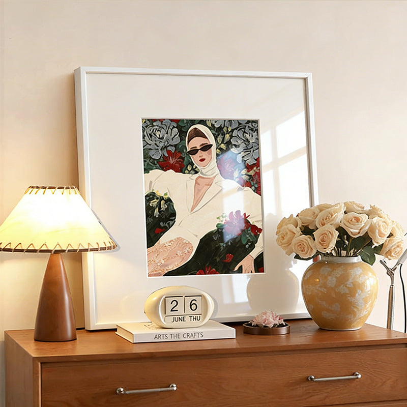 0 | 墨境花语 法式奶油风客厅装饰画抽象人物风景矮柜摆画城市建筑画