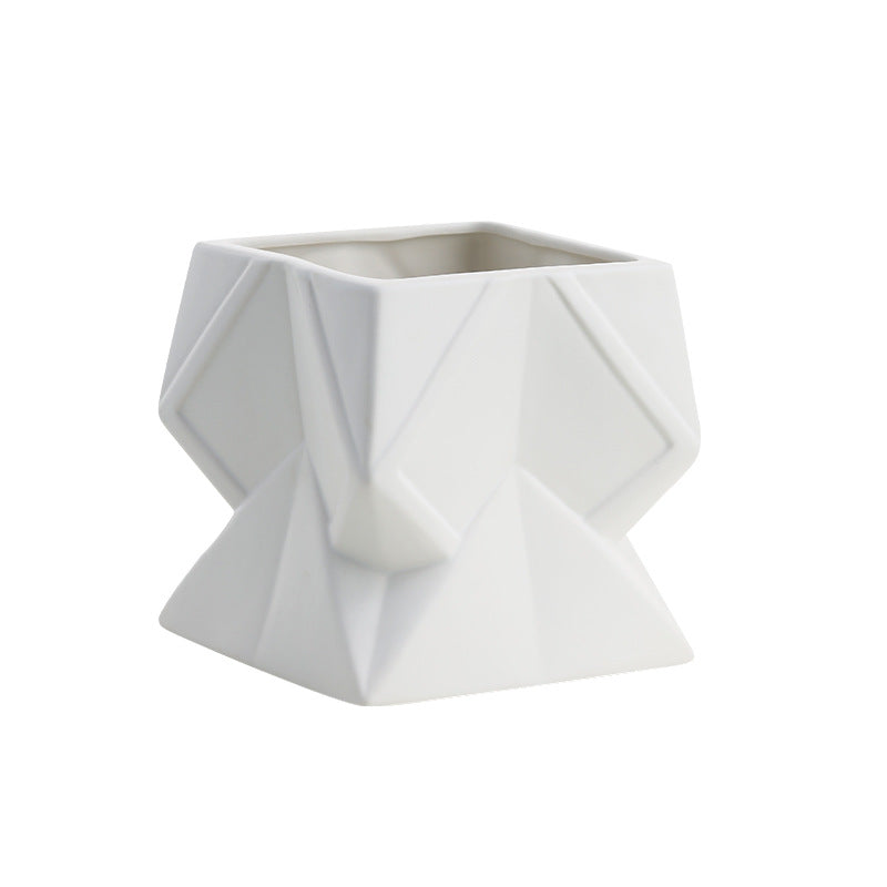 0 | Best west 简约白色不规则几何陶瓷大花瓶 ins家居客厅花器装饰品
