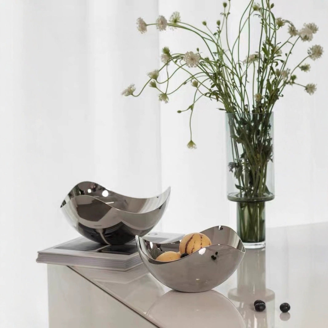0 | 北欧轻奢不锈钢高档轻奢水果盘果盘家用客厅茶几乔迁新居装饰摆件