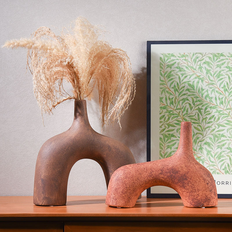 0 | 陶瓷花瓶侘寂风家居装饰饰品ins高级感插花花器中古风摆件摆设品