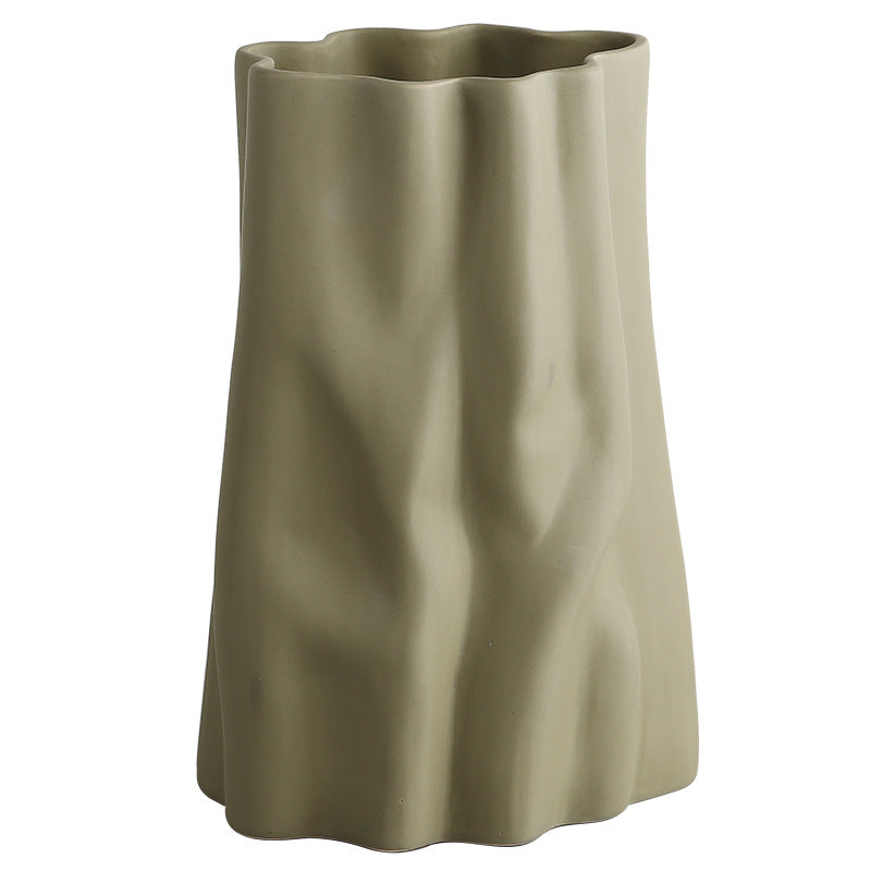 0 | Best west 莫兰迪不规则陶瓷花瓶花盆 样板间装饰工艺品花器摆件