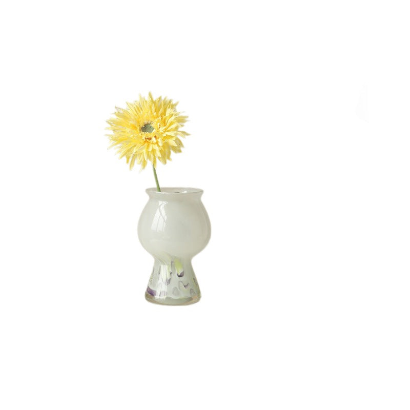 0 | 法式中古高脚玻璃花瓶摆件轻奢高级感客厅插花装饰花器样板间摆设