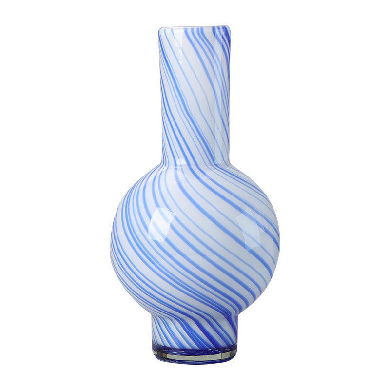 0 | Best west 蓝色条纹葫芦水培玻璃花瓶摆件家居软装样板间装饰花器