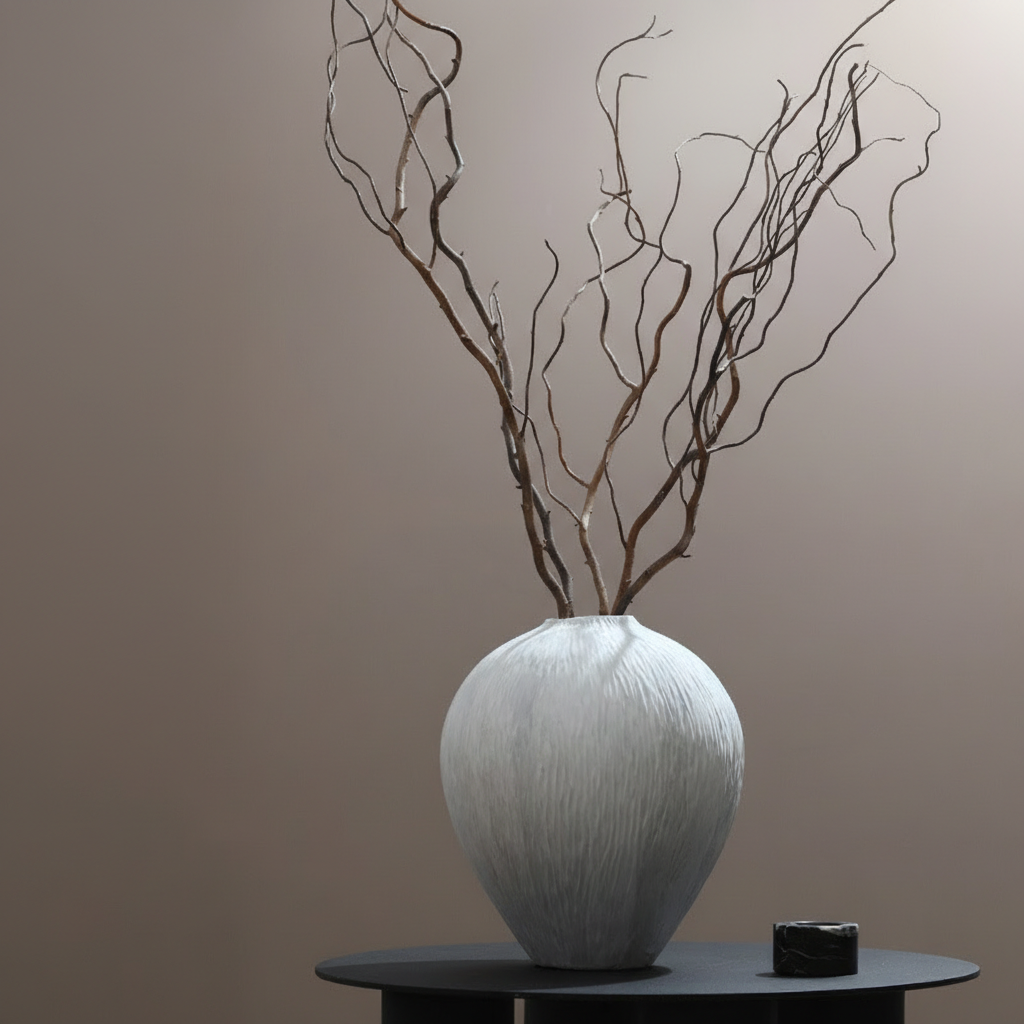 0 | Best west 白色陶瓷大肚哈密瓜花瓶陶罐家居客厅高级感新中式软装