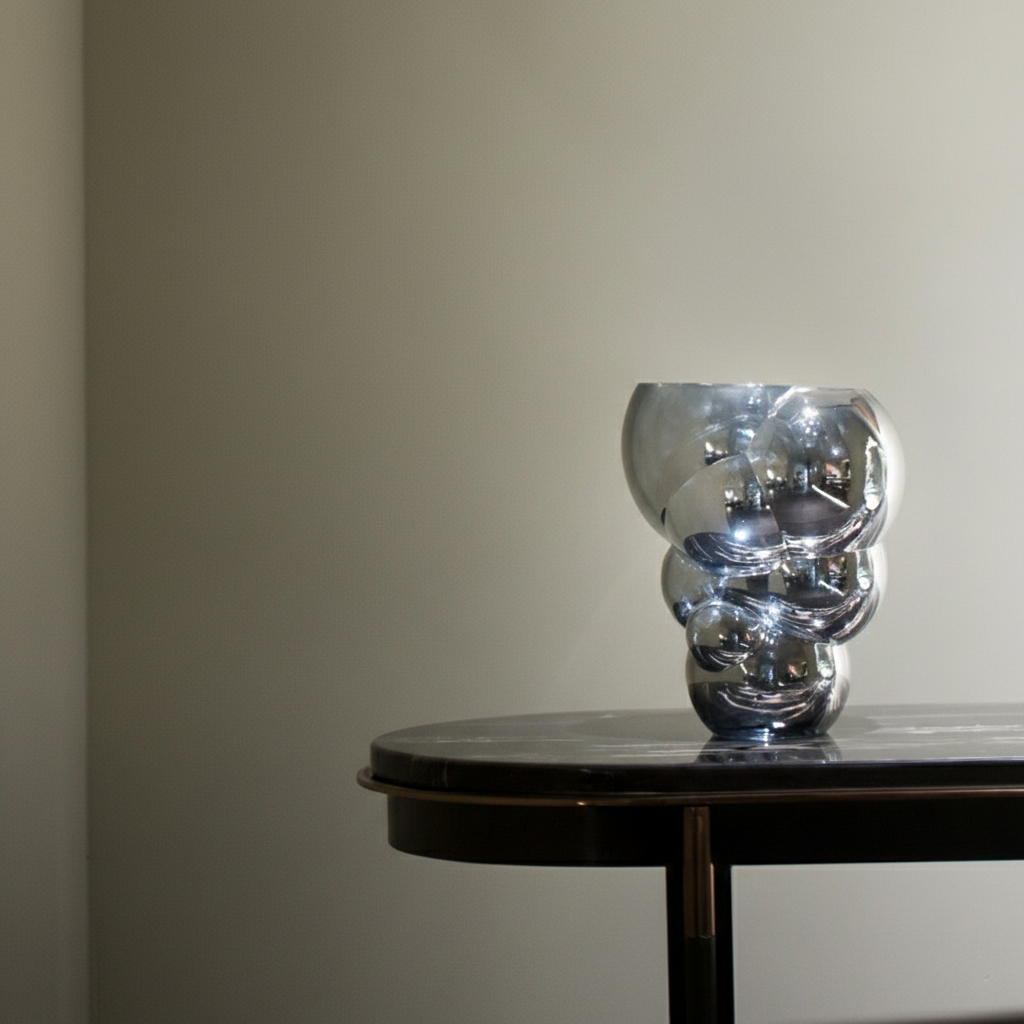 0 | Best west 电镀银色仿肥皂泡玻璃花瓶摆件 ins家居轻奢装饰品花器