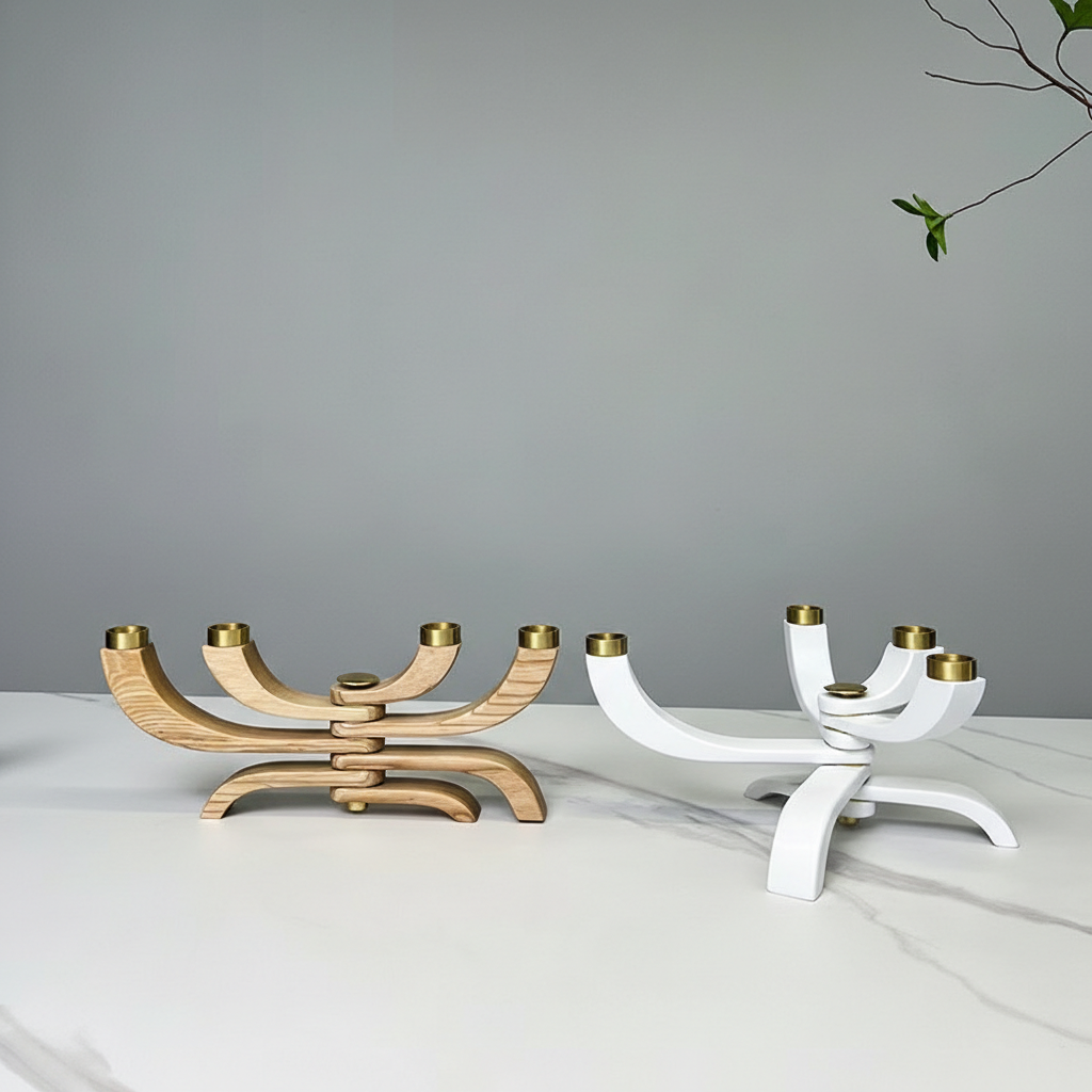 0 | 金属实木烛台蜡烛售楼处餐桌装饰摆件酒店会所民宿木艺木制现代风