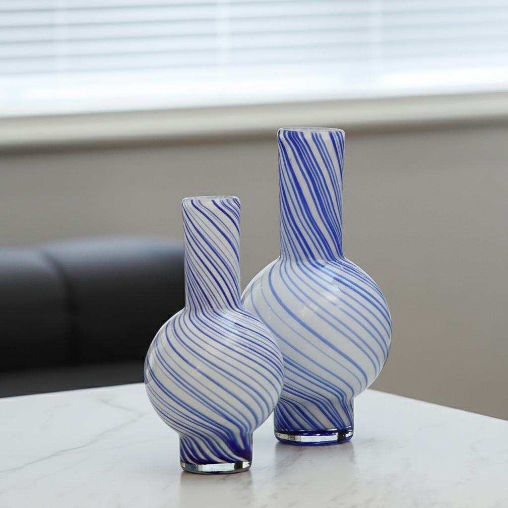 0 | Best west 蓝色条纹葫芦水培玻璃花瓶摆件家居软装样板间装饰花器