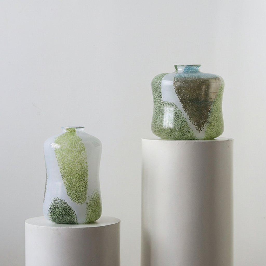 0 | 轻奢高级感玻璃花瓶复古摆件客厅插花艺术感餐桌花器玄关装饰小众