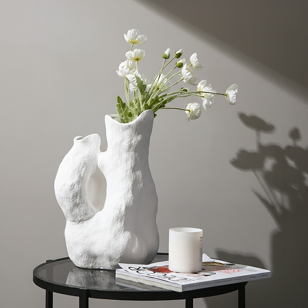 0 | Best west 创意不规则白色抽象陶瓷花瓶摆件展厅展会装饰品花器