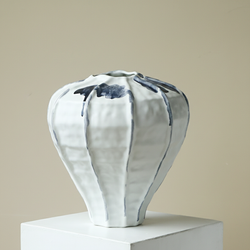 Tall blue ceramic vase YQ24-34