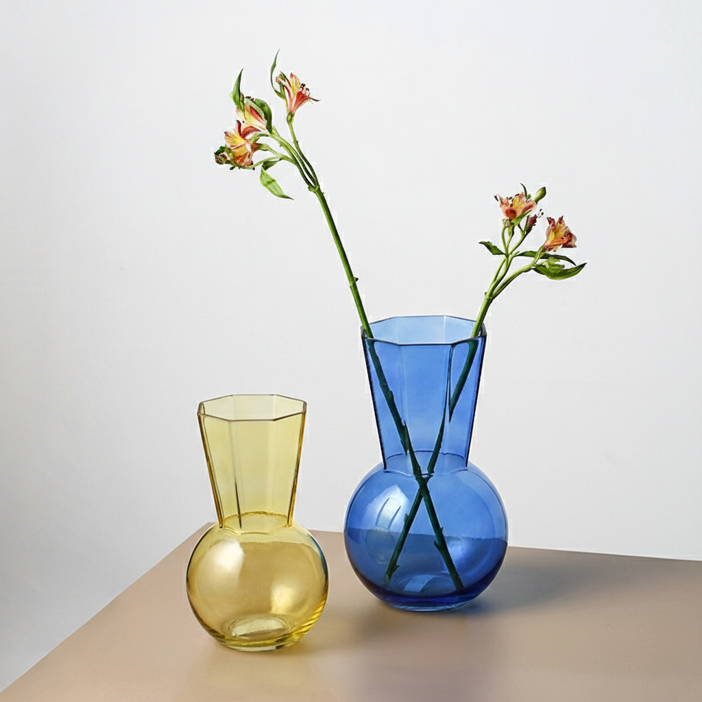 0 | Best west 彩色大肚透明水培玻璃花瓶创意ins家居客厅装饰插花器