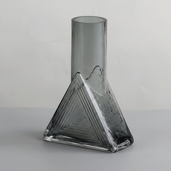 Flower Vase with Triangular Base, Cool Gray HD2021-03