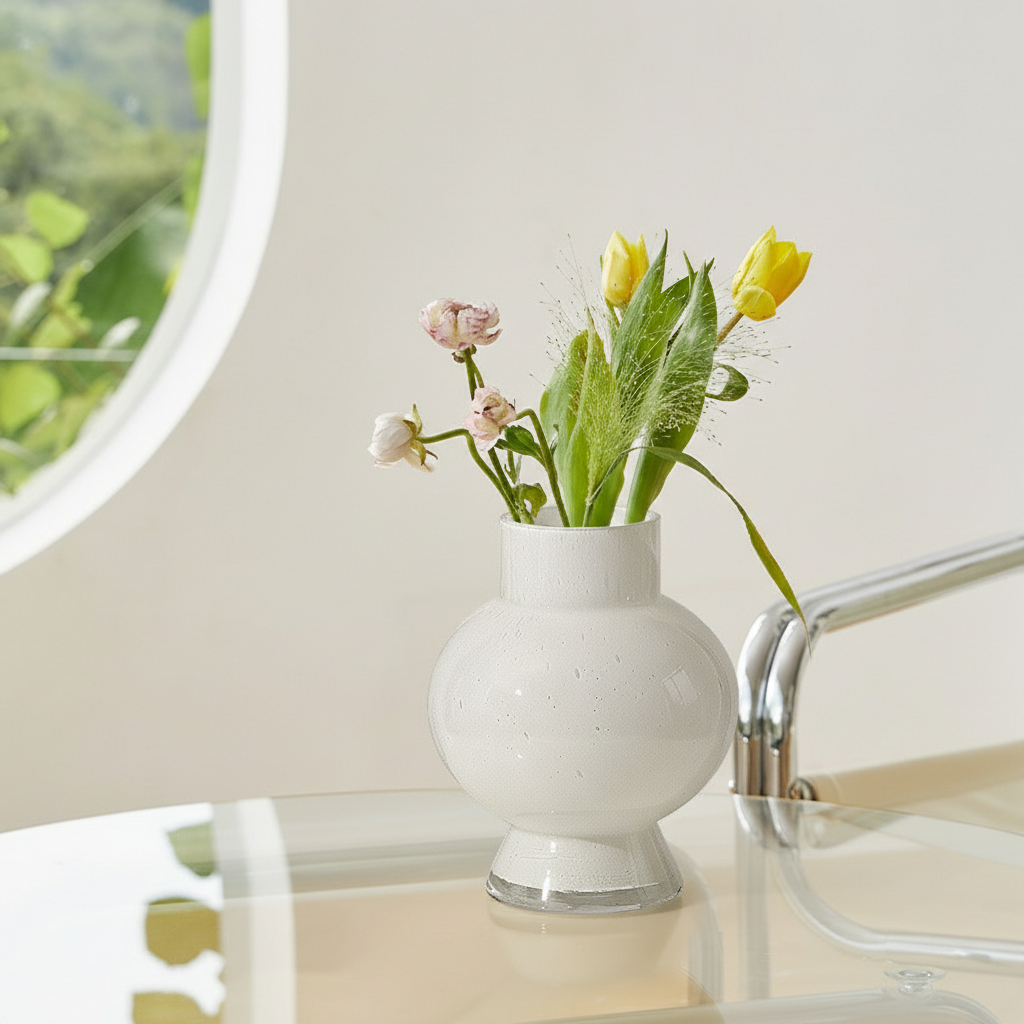 0 | Best west 简约月光白中古水培玻璃花瓶软装饰品高级感花器摆件