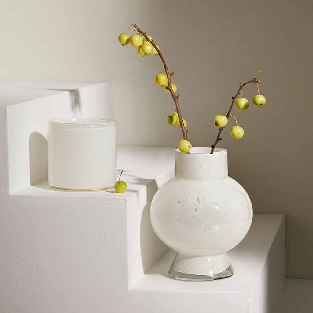 0 | Best west 简约月光白中古水培玻璃花瓶软装饰品高级感花器摆件