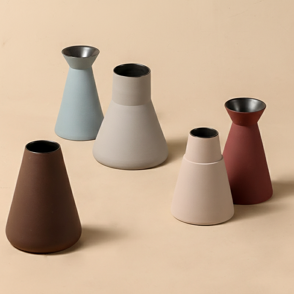 0 | 博西家居 莫兰迪锥形杯型陶瓷花瓶摆件 客厅餐桌样板房直筒插花器
