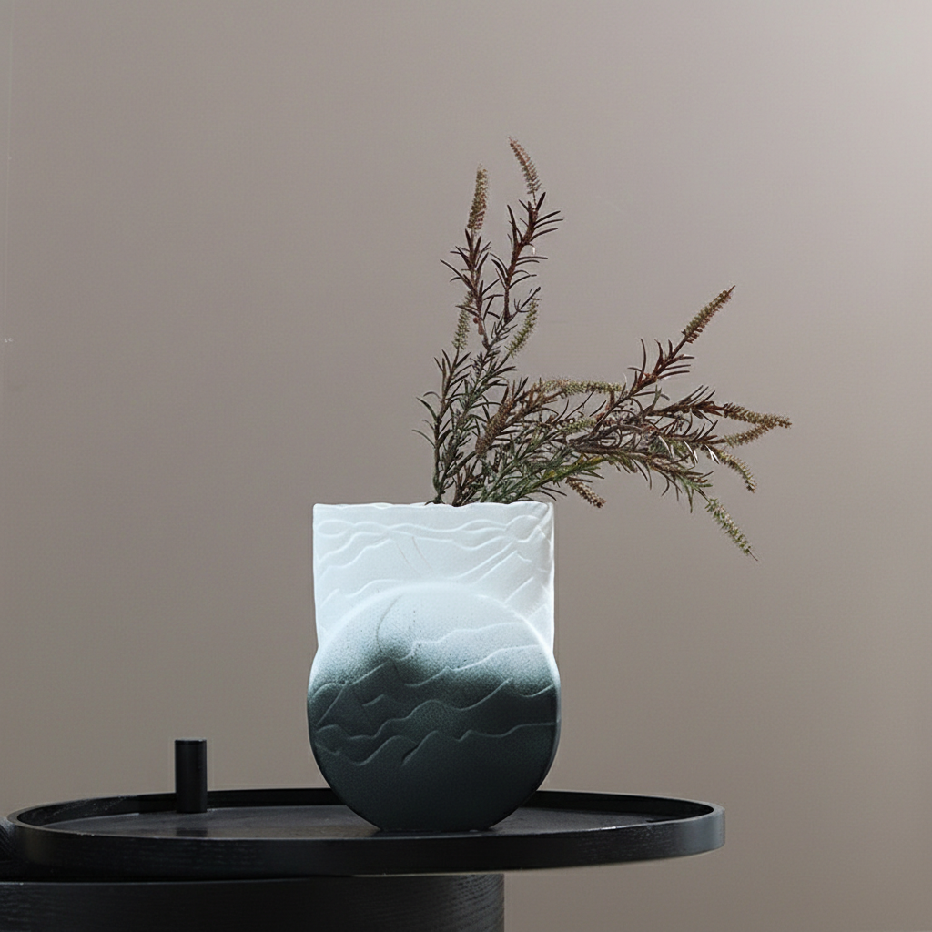 0 | Best west 黑白渐变扁平新中式陶瓷大花瓶摆件样板间创意软装饰品