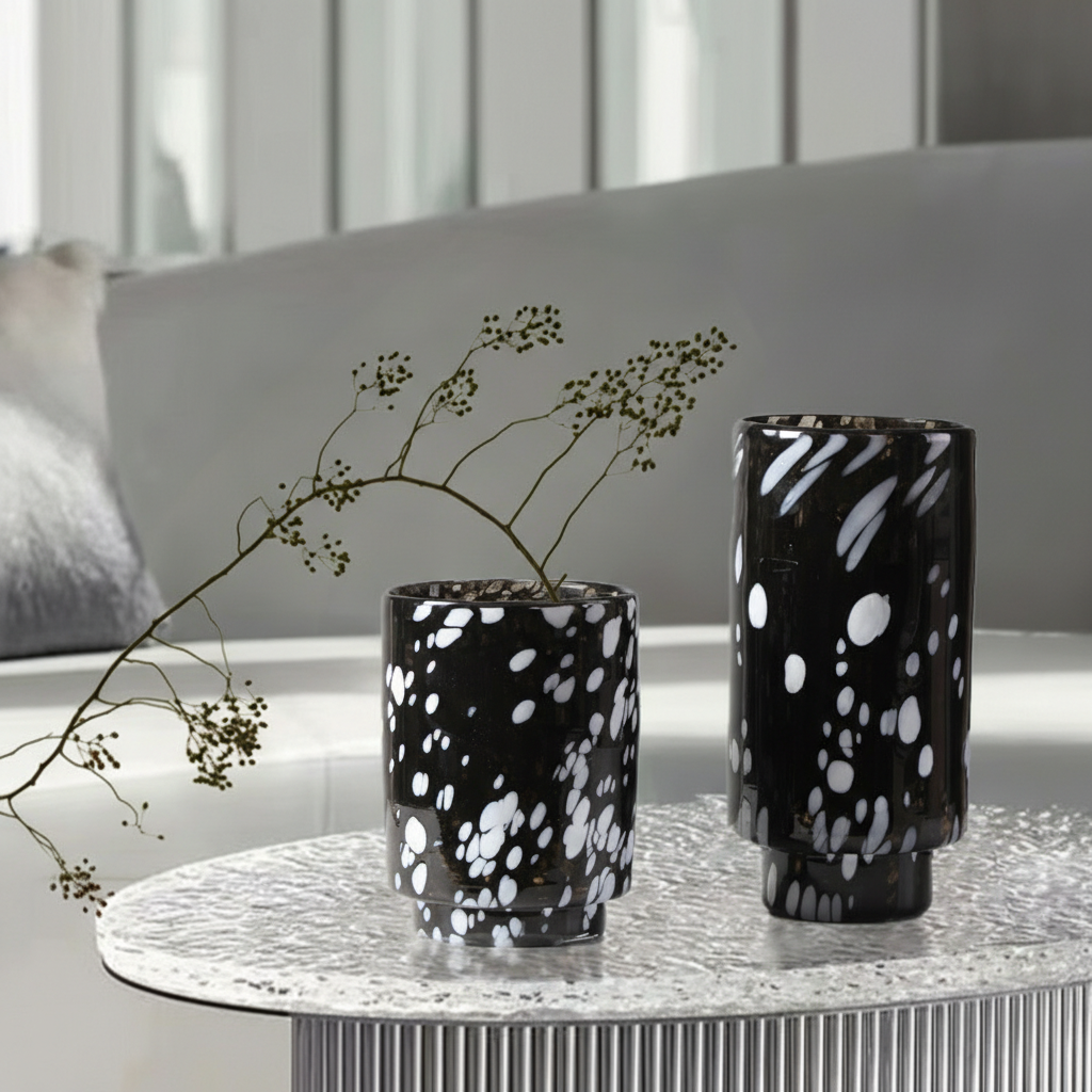 0 | Best west 黑白水墨直筒柱状水培玻璃花瓶样板间花器软装饰品花器