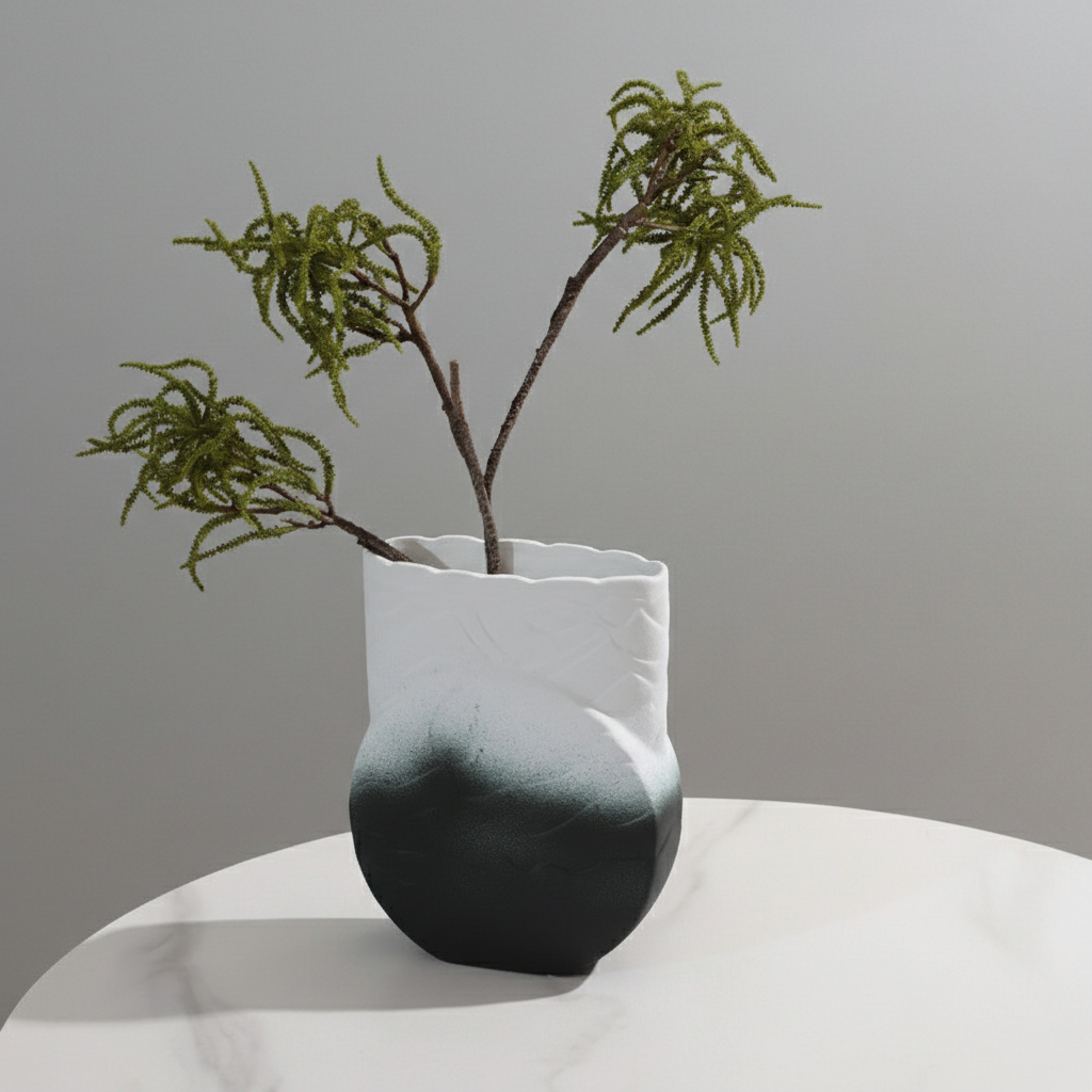 0 | Best west 黑白渐变扁平新中式陶瓷大花瓶摆件样板间创意软装饰品