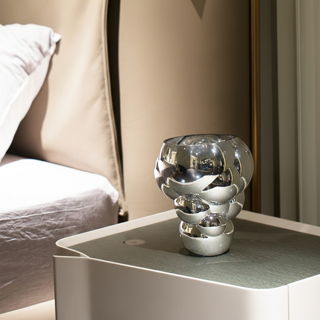 0 | Best west 电镀银色仿肥皂泡玻璃花瓶摆件 ins家居轻奢装饰品花器