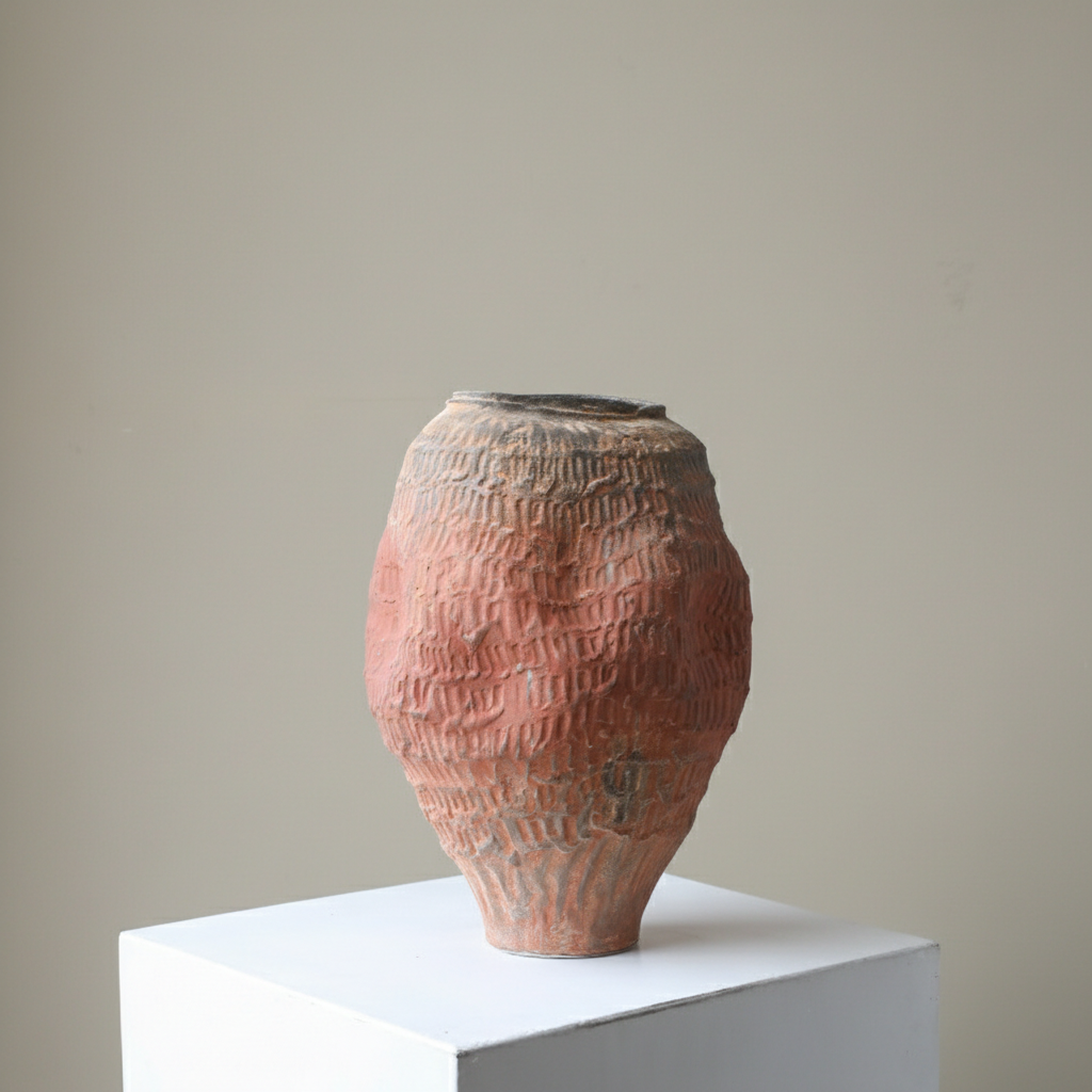 0 | 新品侘寂中古风陶瓷花瓶民宿样板间装饰复古陶罐客厅大口插花器摆