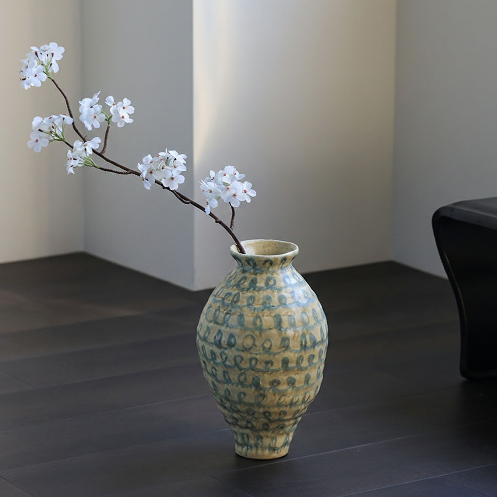 0 | 新中式花瓶景德镇陶瓷创意艺术感线条客厅花器玄关电视柜装饰摆件