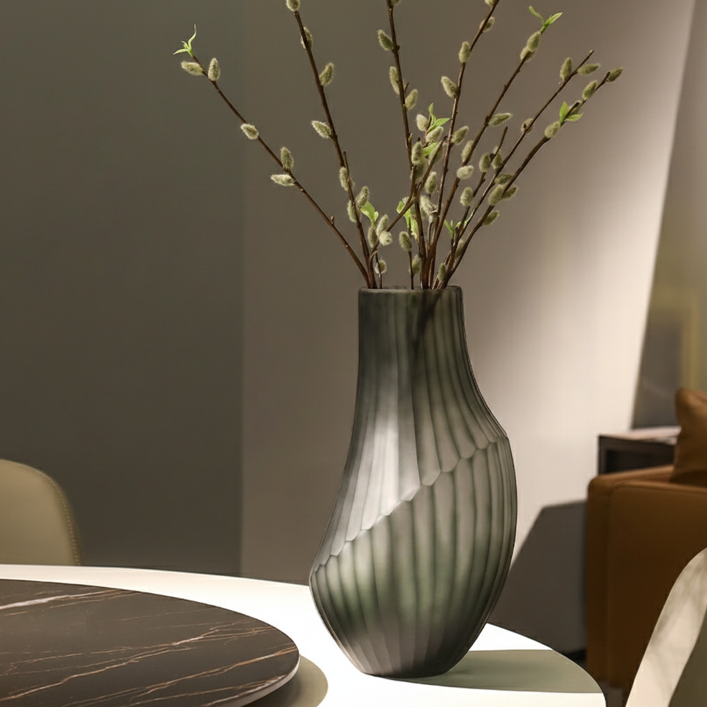 0 | Best west 中式冷灰色水培小口玻璃花瓶摆件样板间花器软装饰品