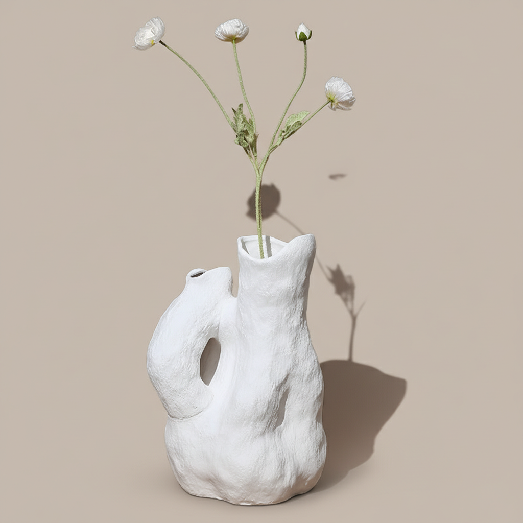 0 | Best west 创意不规则白色抽象陶瓷花瓶摆件展厅展会装饰品花器