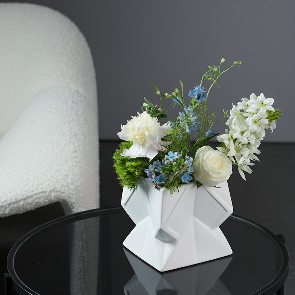 0 | Best west 简约白色不规则几何陶瓷大花瓶 ins家居客厅花器装饰品