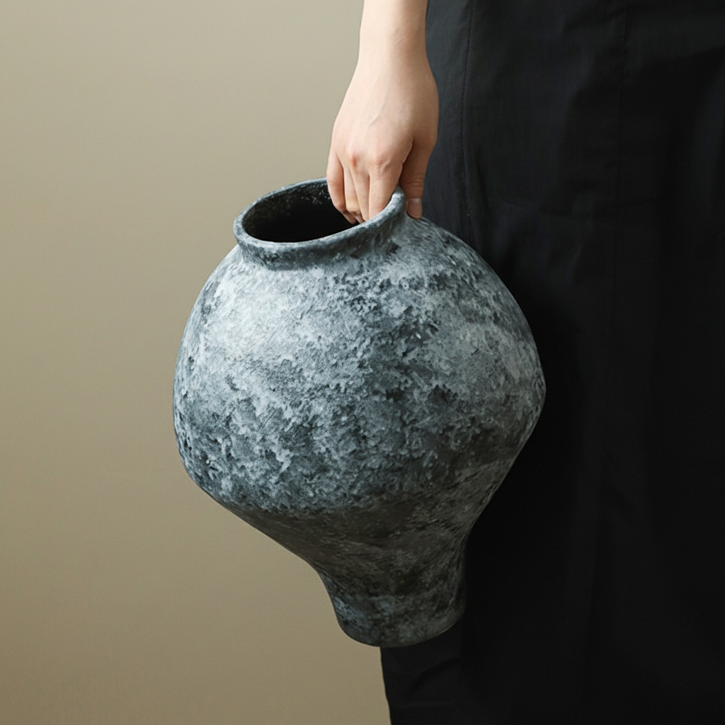 0 | 侘寂瓶景德镇陶瓷花器中式摆件插花陶罐复古小众花器粗陶落地瓷瓶