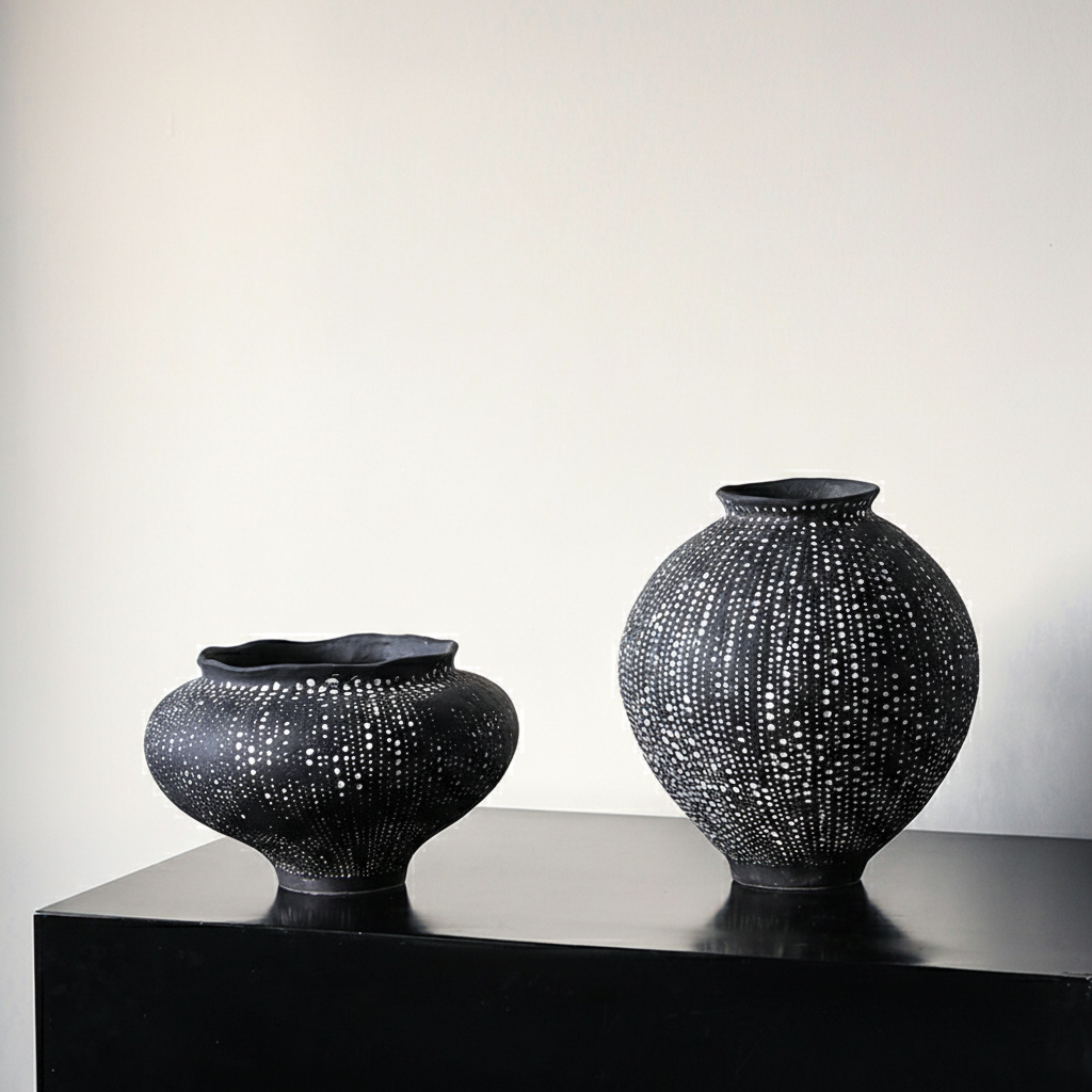 0 | 侘寂风手工景德镇陶瓷花瓶摆件复古玄关客厅插花装饰品样板间花器