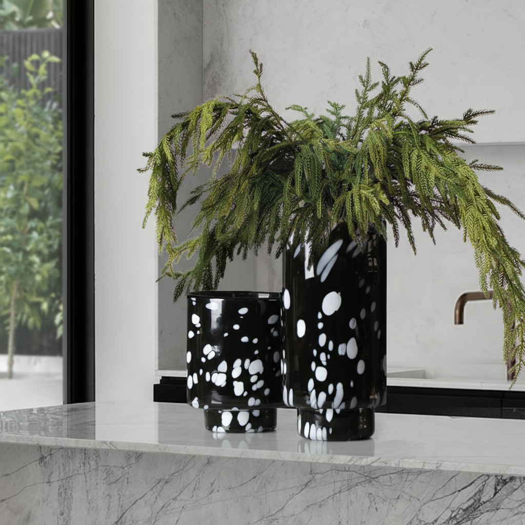 0 | Best west 黑白水墨直筒柱状水培玻璃花瓶样板间花器软装饰品花器