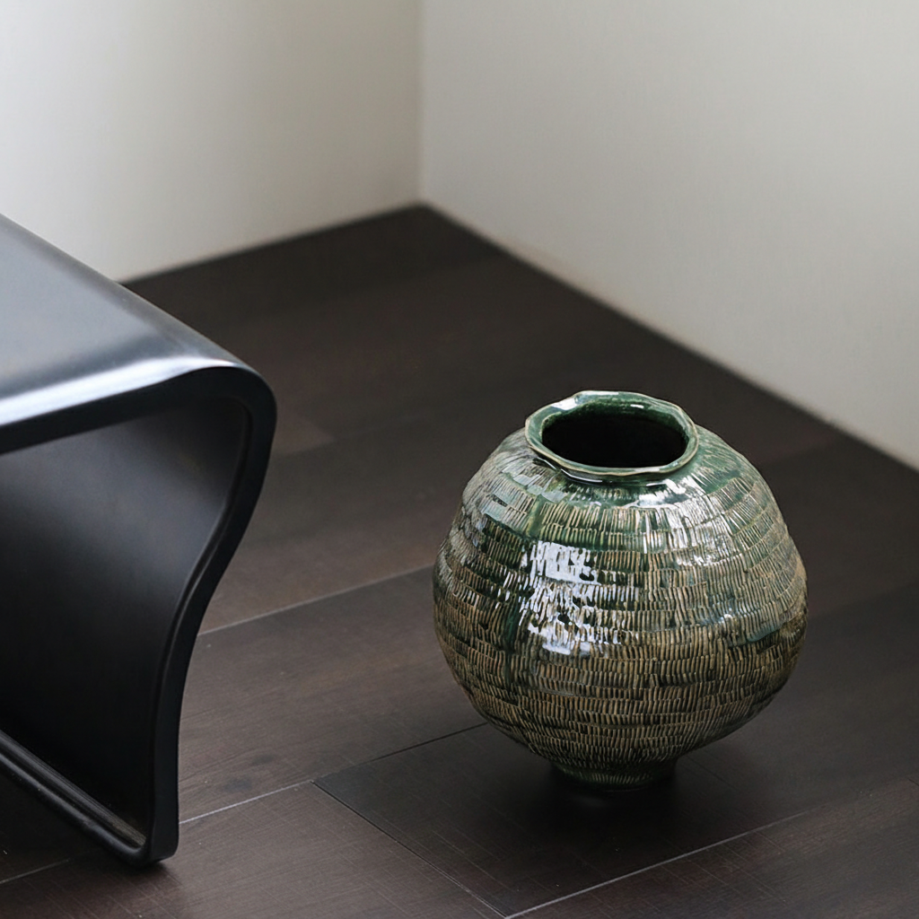 0 | 复古绿色陶瓷花瓶轻奢高级感景德镇瓷器摆件客厅餐桌插花装饰花器